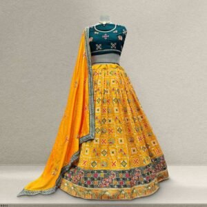Aisha - Gharchola Pattern Embroidered Georgette Lehenga Set