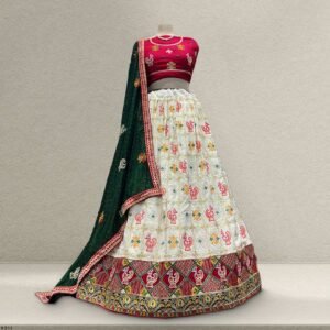 Aisha - Gharchola Pattern Embroidered Georgette Lehenga Set