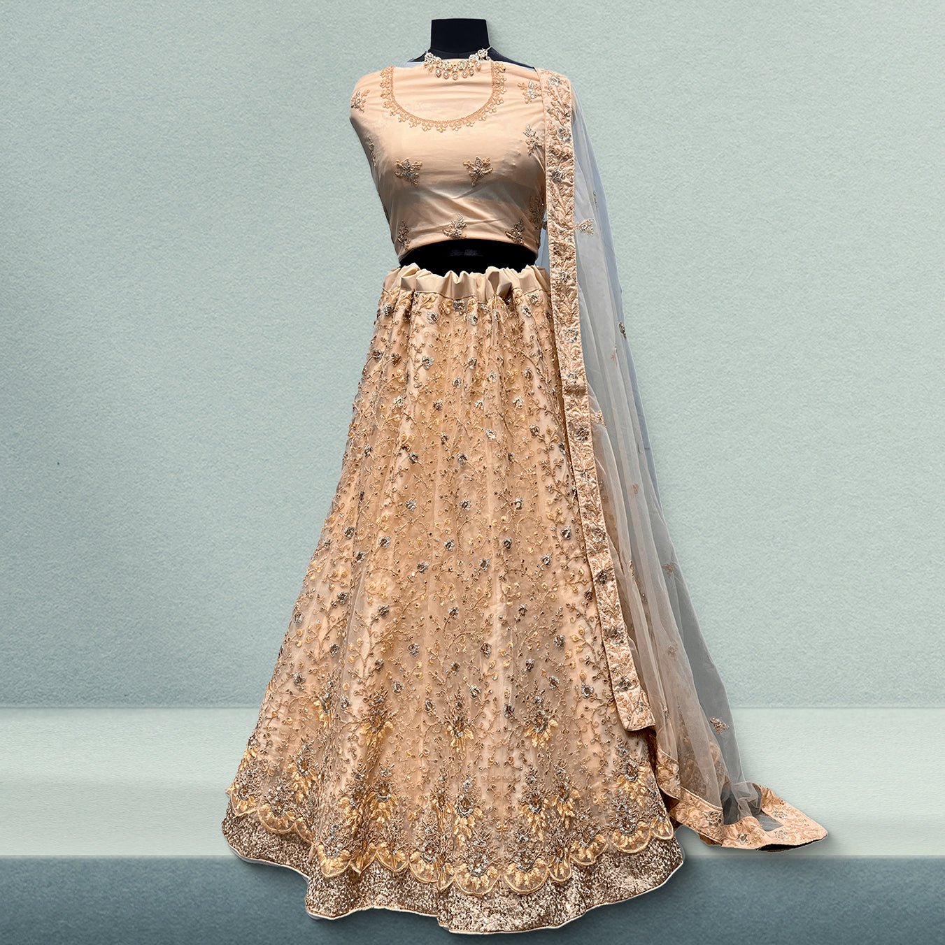 Aisha - Soft Net Sequins Work Zari Partywear Sider Lehenga