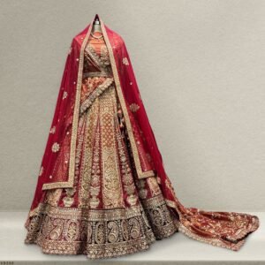 Amrapali - The Royal Maroon Tissue Silk Rajwadi Bridal Lehenga
