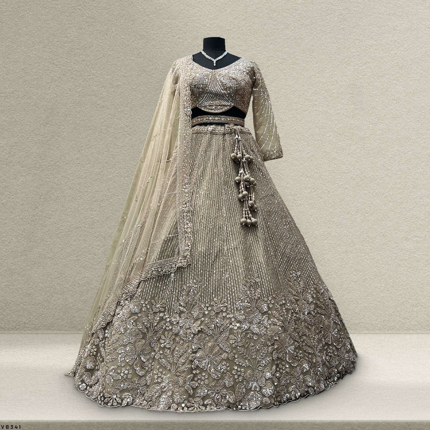 Celestial Collection: Ready-to-Wear Deep Ivory Engagement Lehenga