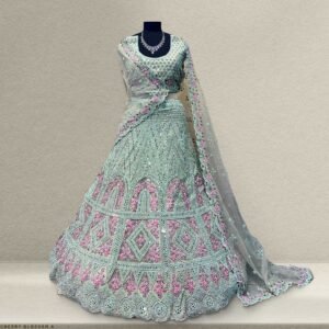 Cherry Blossom A - The Heavy Zircon Net Designer Lehenga