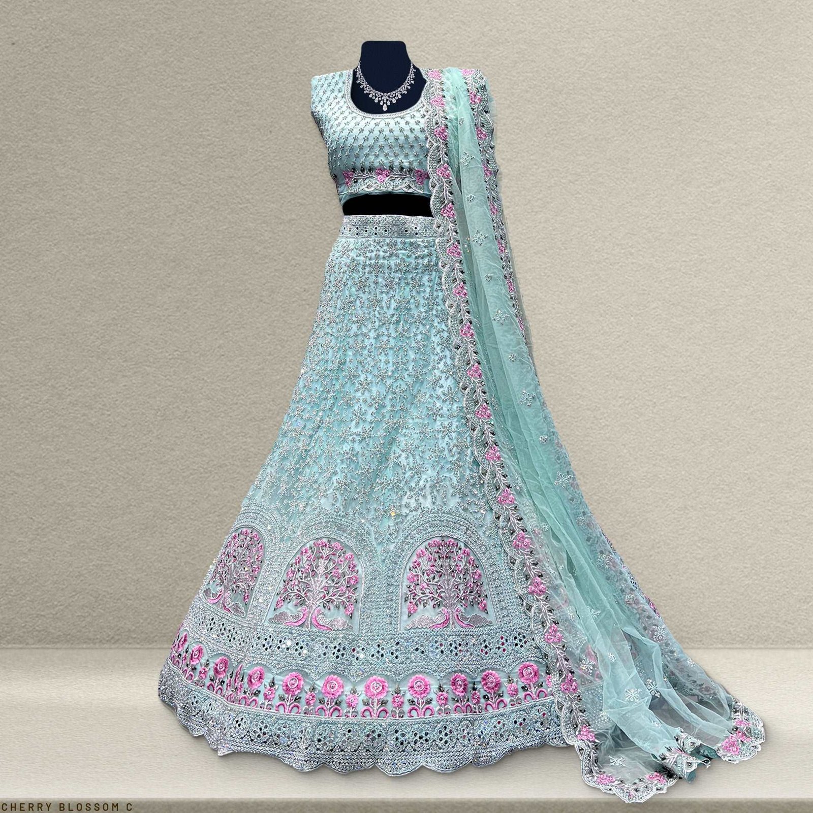 Cherry Blossom C -  The Modern Lehenga for Reception for Bride