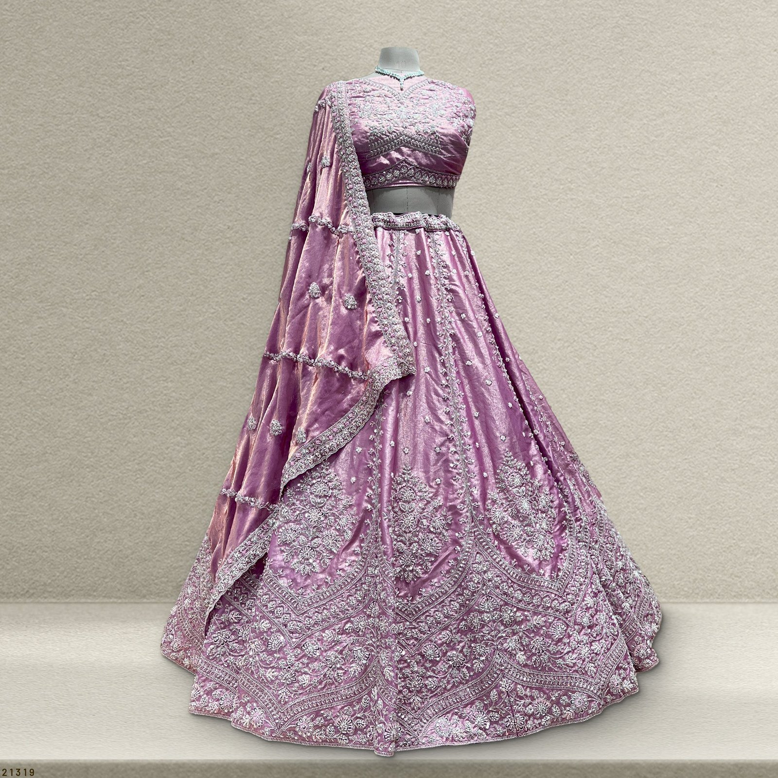 Cherry Blossom -  Modern Minimal Style Pastel Handwork Lehenga