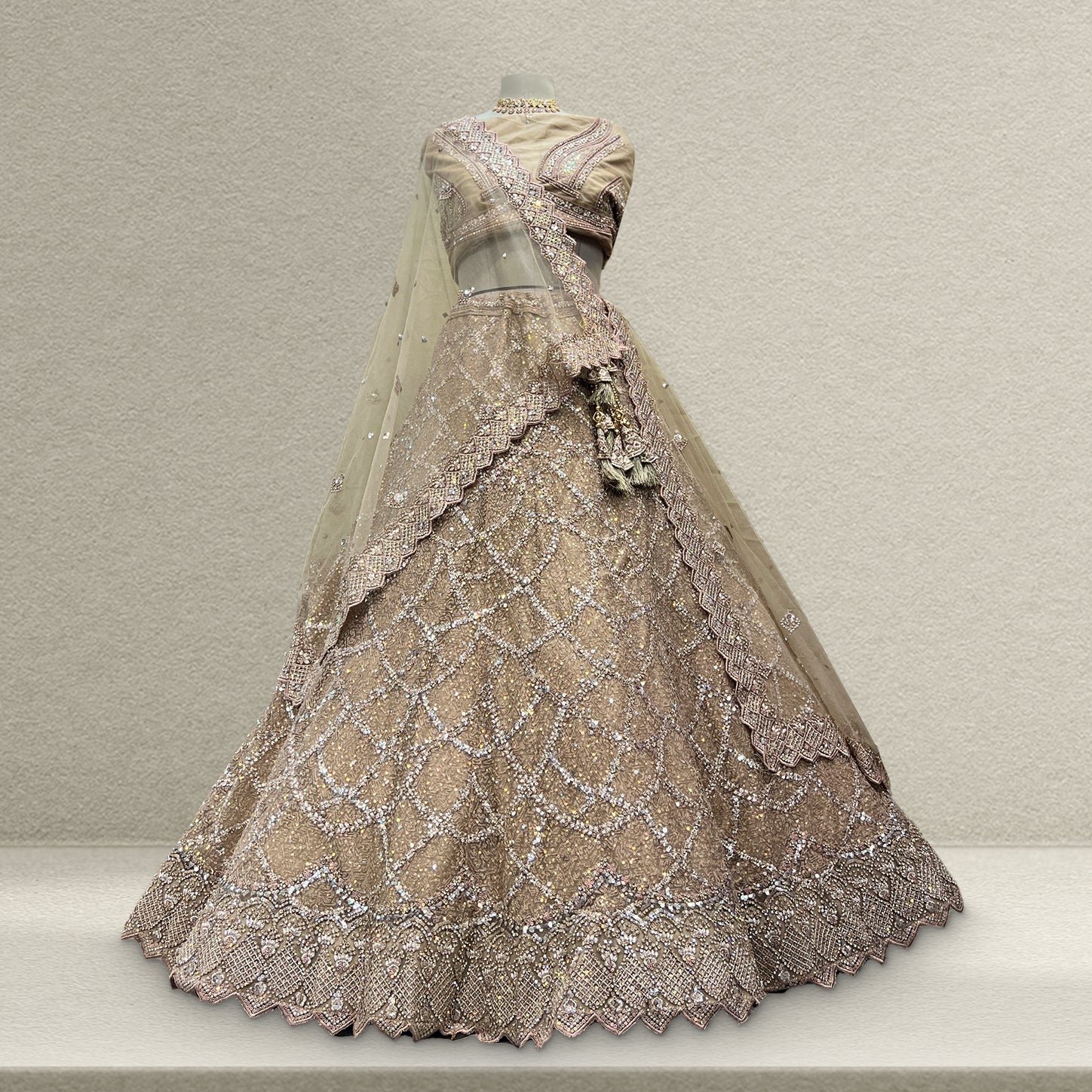Cherry Blossom  -  The Modern Ivory Lehenga for Reception for Bride