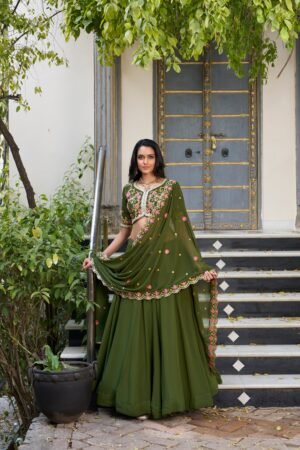 Doli - Georgette Sequins and Thread Embroidery Work Mehendi Lehenga Choli