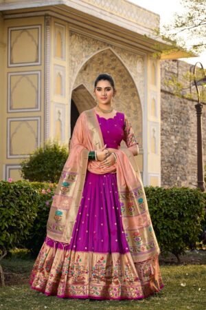 Doli - Jacquard Silk Weaving Zari Work Purple Lehenga Choli Set