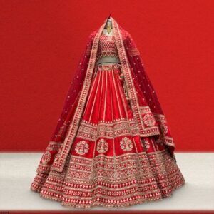 Dulhan in Red Lehenga Elegance: Celebrity-Inspired Royal Baggi Collection