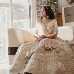 Ivory Bridal Lehenga by TSB - Timeless Elegance