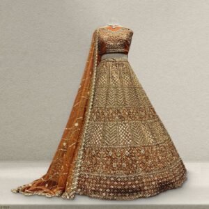 Jazzagals - Beads & Cutdana Handwork Burnt Orange Rust Color Lehenga