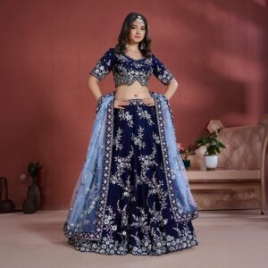 Jazzagals - Soft Georgette Designer Navy Blue Lehenga