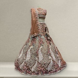 Jazzagals - The Modern Peacock Design Cocktail Reception Lehenga Rust