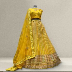 Jodha - Yellow Net Haldi Partywear Lehenga
