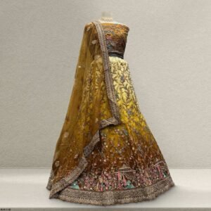 Padmini - Meenakari Threadwork Partywear Lehenga Set Gold