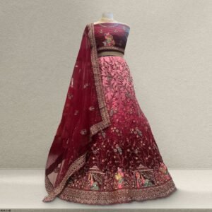 Padmini - Meenakari Threadwork Partywear Lehenga Set Maroon