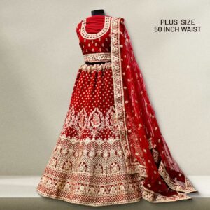 Pagfera - The Velvet Red Bridal Lehenga
