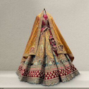 Rajgharana - The Rajwadi Maroon Gold Bridal Lehenga