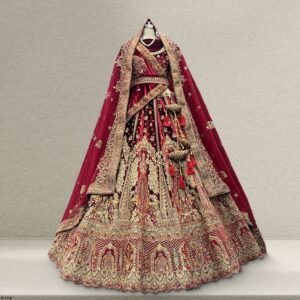 Rajgharana - The Velvet Maroon Royal Rajwadi Bridal Lehenga