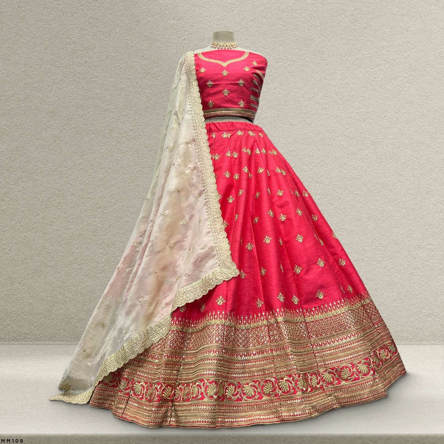 Royal Baggi - Raw Silk 20 Kali Flared Minimal Designer Lehenga - Orchid Bloom