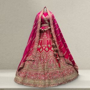 Sangria : Double Dupatta Silk Rani Pink Bridal Lehenga