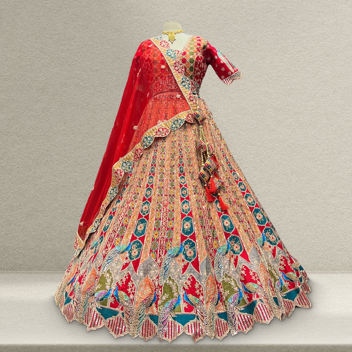 Shringaar: Multicolor Banarasi Silk Lehenga with Intricate Silk Work Blouse