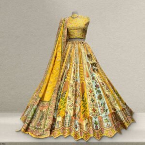 Vantara - Multicolor Premium Silk Position Print Banarasi Lehenga
