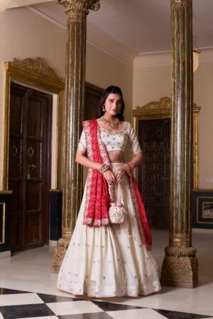 Doli - Sequins and Thread Embroidery Work Off White Lehenga Choli Set