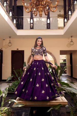 Doli - Embellishment with Pearl Coding and Sequins Embroidery Work Purple Lehenga Choli