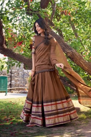 Doli - A Tale of Royalty, Woven in Chanderi and Zari Earthy Lehenga Choli Set