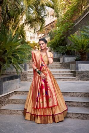 Doli - Jacquard Silk Zari Weaving Work Chiku Lehenga Choli set