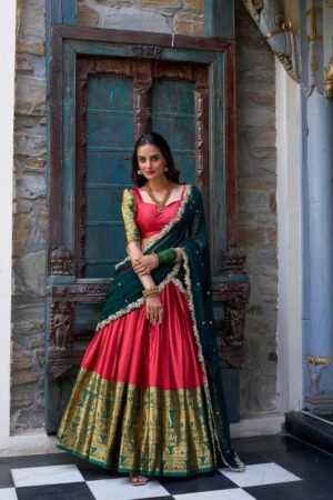 Doli - A Touch of South Indian Grace Red Zari Weaving Lehenga Choli