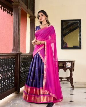 Doli - Paithani Artistry on Cotton Silk Purple Lehenga Choli Set