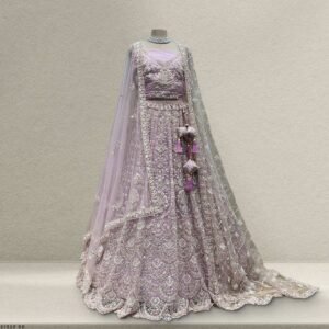 Jazzagals - Beads & Pearls Handwork Blush Pink Double Dupatta Lehenga