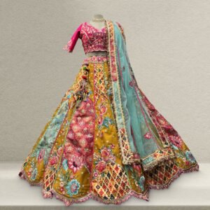 Shringaar: Multicolor Banarasi Silk Lehenga with Intricate Silk Work Blouse
