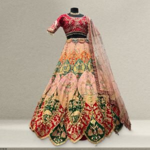 Shringaar: Multicolor Carnival Lehenga with Ready-To-Wear Blouse