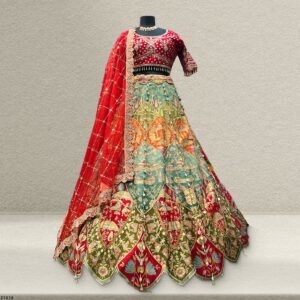 Shringaar: Multicolor Carnival Lehenga with Ready-To-Wear Blouse