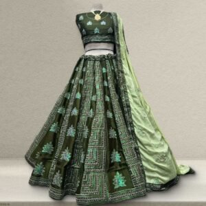 Lehza - The Party Wear Georgette Green Sider Lehenga