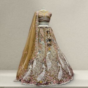 Jazzagals - The Modern Peacock Design Cocktail Reception Lehenga Gold