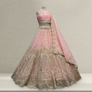 Cherry Blossom - Tissue Silk Modern Engagement & Reception Lehenga Design