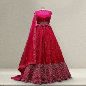 Padmini - Sequins Work Rani Pink Partywear Sider Lehenga