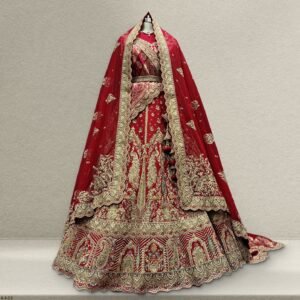 Sangria : Double Dupatta Royal Maroon Bridal Lehenga