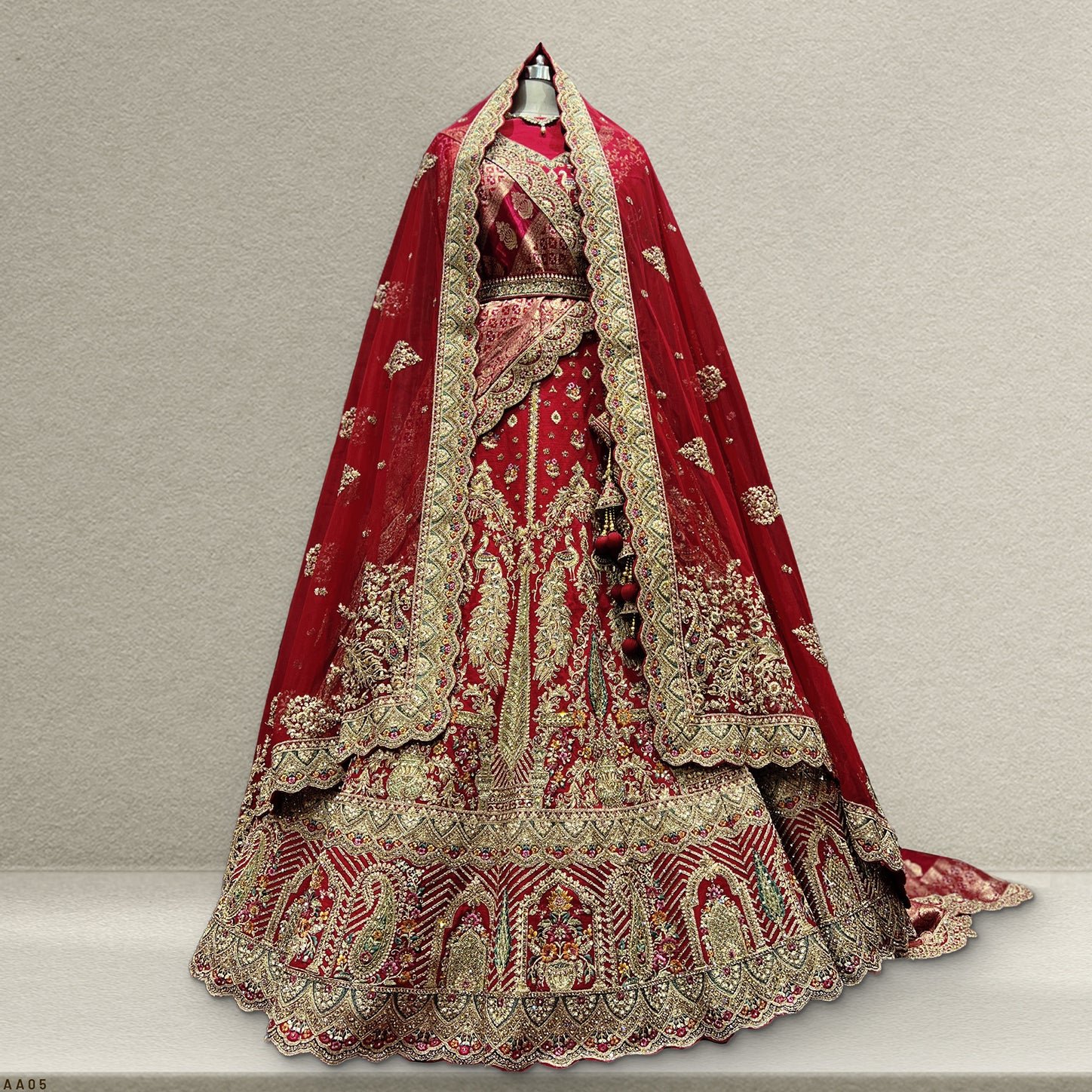 Sangria : Double Dupatta Royal Maroon Bridal Lehenga