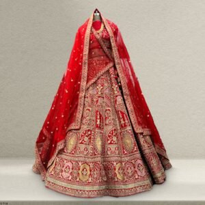 Dulhan in Red Lehenga Elegance: Handwork Royal Red Bridal Lehenga