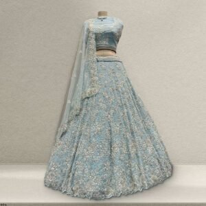 Jazzagals - Designer Replica Powder Blue Handwork Couture Lehenga