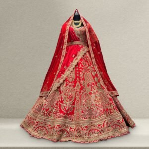Kundan : Ready-To-Wear Luxe Silk Royal Red Bridal Lehenga