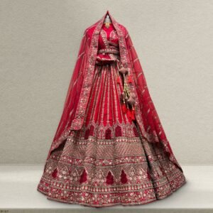 Sangria : Double Dupatta Royal Red Bridal Lehenga