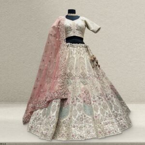 Rosé - Wedding Trousseau in Pastel Hues Off White Lehenga