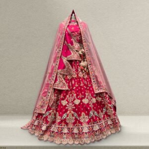Dulhan in Rani Pink Lehenga : Double Dupatta Royal Baggi Collection