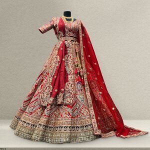 Sangria : Double Dupatta Royal Red Bridal Lehenga
