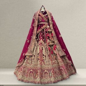 Rajgharana - The Velvet Wine Color Rajwadi Bridal Lehenga